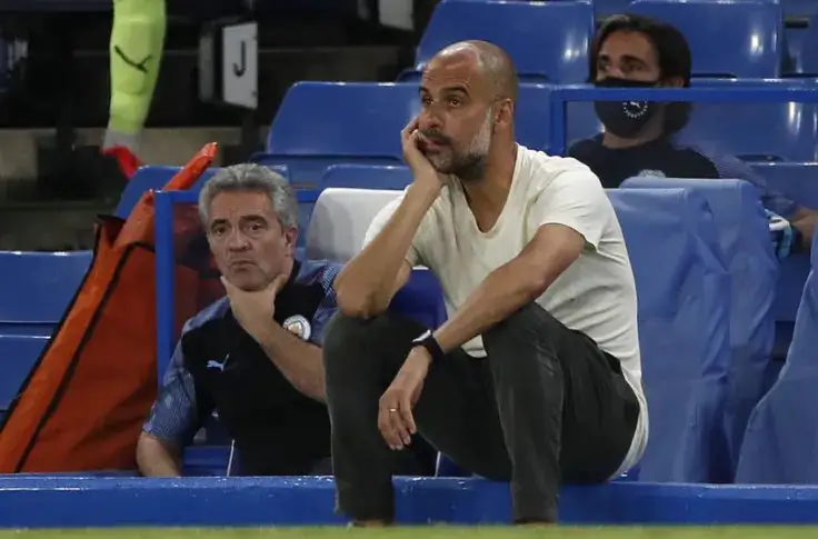 Worried Pep Guardiola on the touchline - Courtesy Photo
