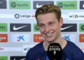 ‘I’m very happy at Barcelona’ – Frenkie De Jong reminds Man United to look away