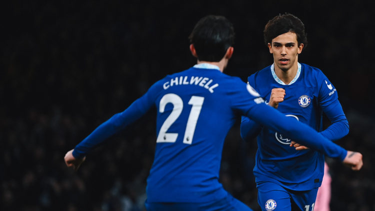 Ben Chilwell joins Joao Felix in celebrating the latter's goal against Everton - Courtesy Photo