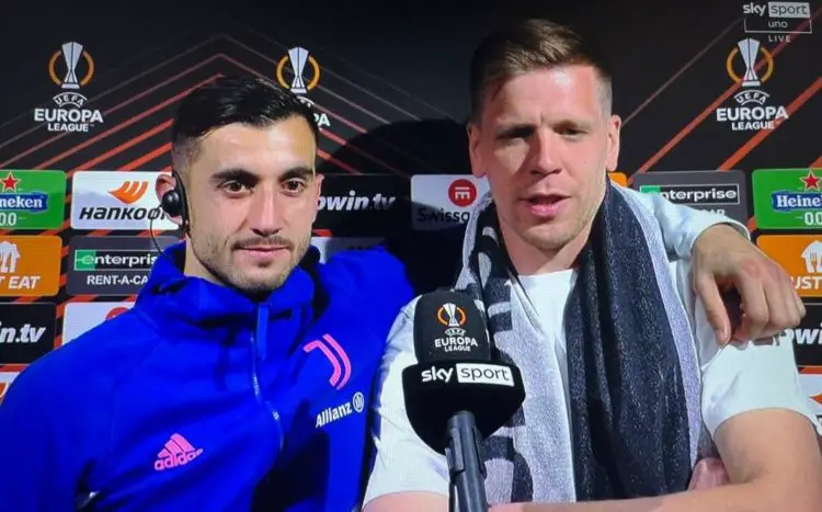 Szczesny with his teammate and fellow goalie Mattia during a presser - Courtesy Photo